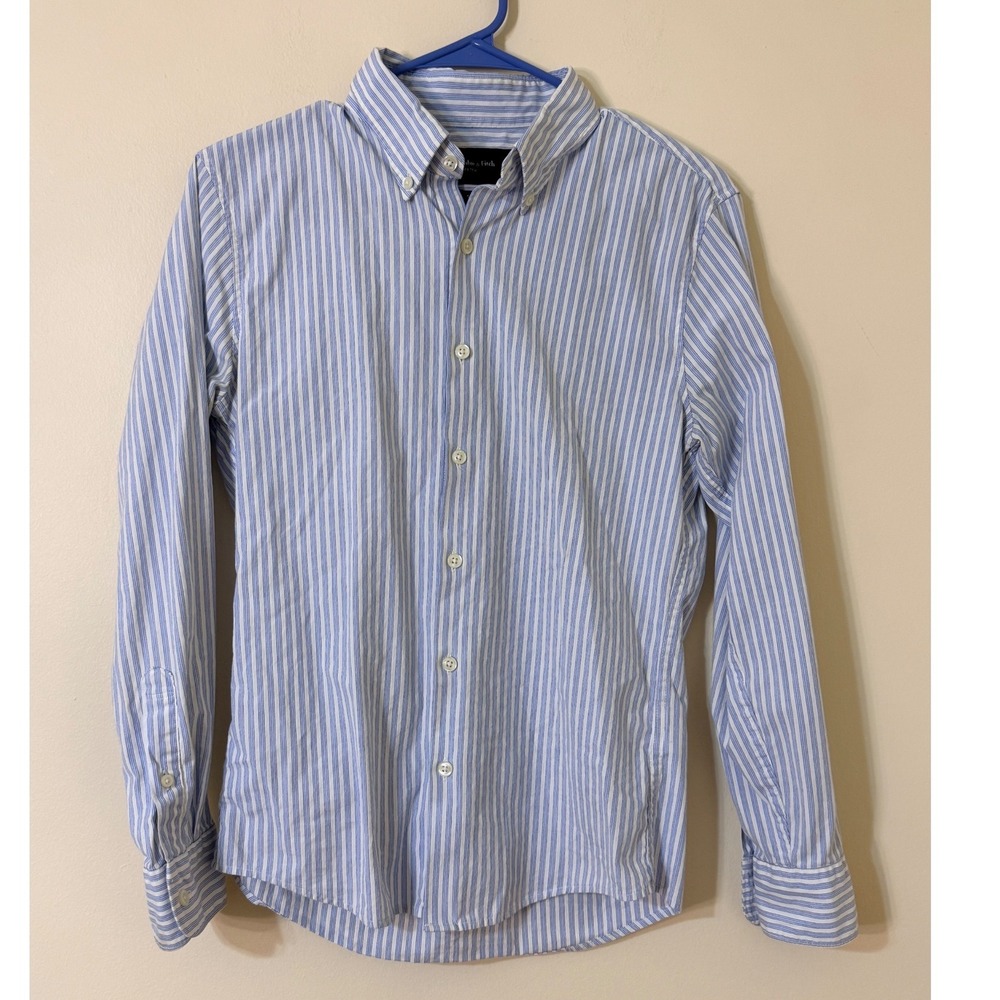 Abercrombie & Fitch Mens Super Slim Stretch Striped Button Down Shirt Blue XS
